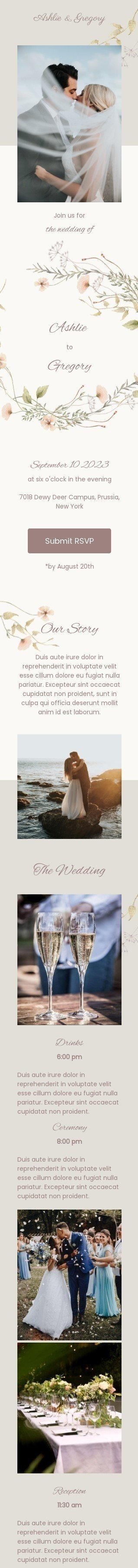 Wedding Invitation Email Template "Join us for the wedding" for Hobbies industry mobile view