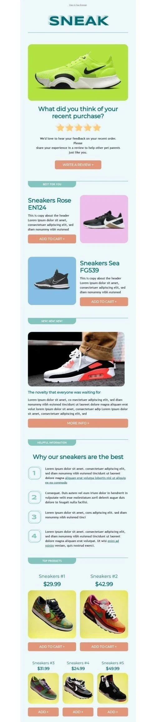 Post Purchase Email Template "Recent purchase" for Fashion industry