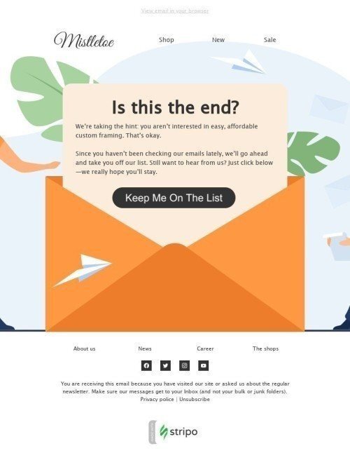 Retention & Reactivation Email Template "Is this the end?" for Fashion industrydesktop view