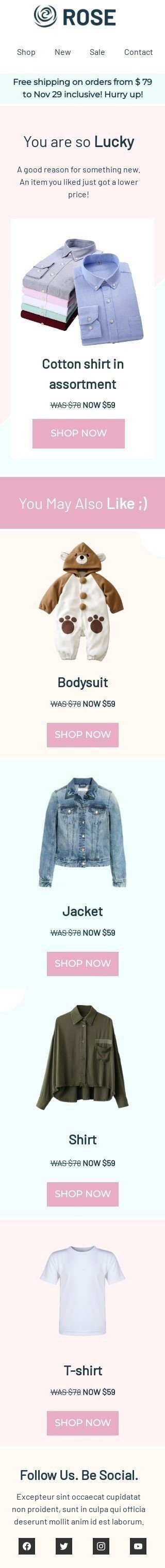 Modelo de E-mail de «Preço mais baixo» de Anúncio para a indústria de Moda Visualização de dispositivo móvel