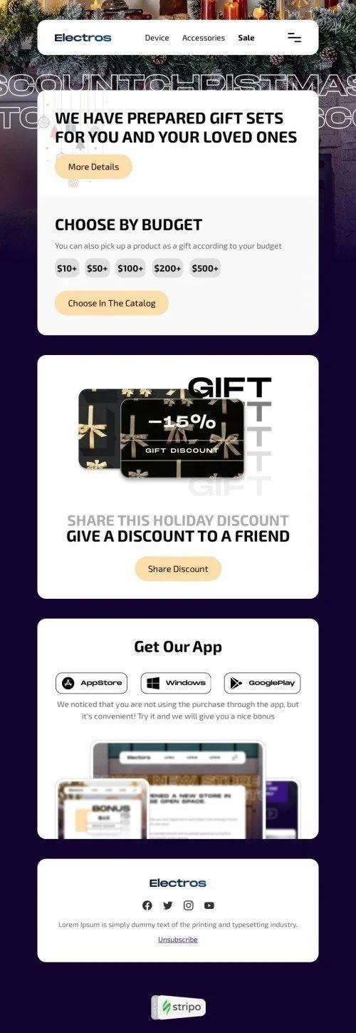 Christmas Email Template "Prepared Gift" for Ecommerce industry