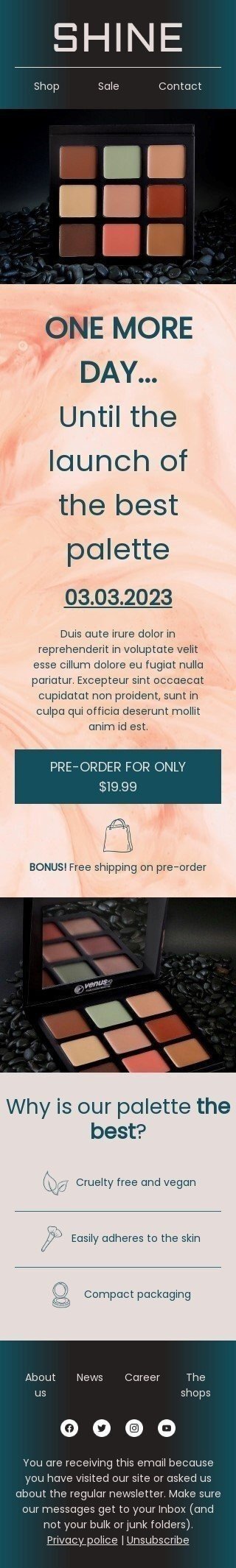 Modèle de courrier électronique Annonce de lancement de produit «Un jour de plus» pour le secteur Beauté & Soins Affichage mobile