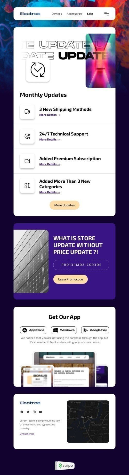 Product Update Email Template "Right on Time" for Ecommerce industrydesktop view