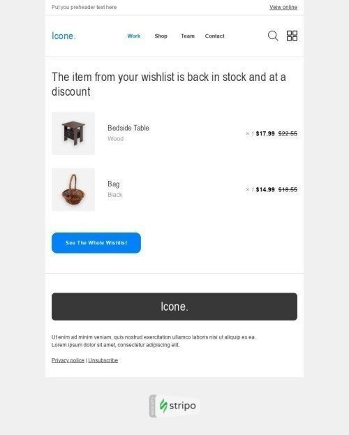 Шаблон письма «Забытая находка» тематики Обновление продукта для индустрии «Мебель, Интерьер, Декор» дектопный вид