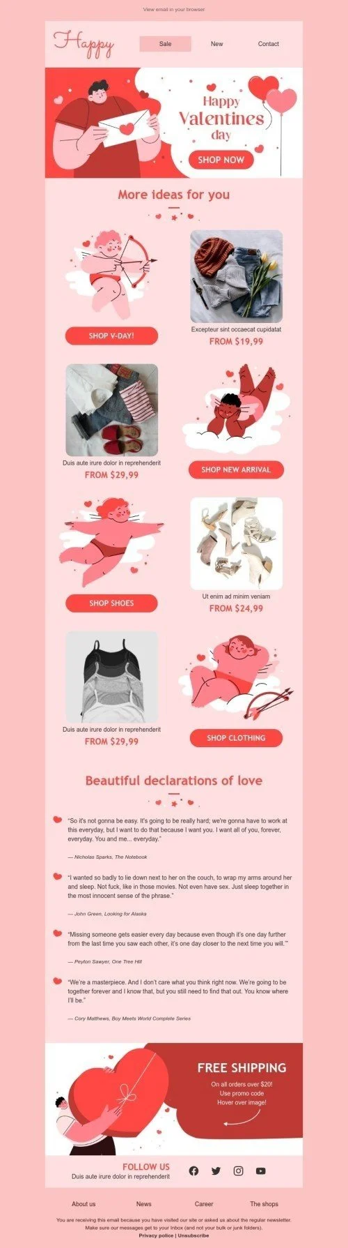 Valentine’s Day Email Template "Huge Valentine" for Fashion industry