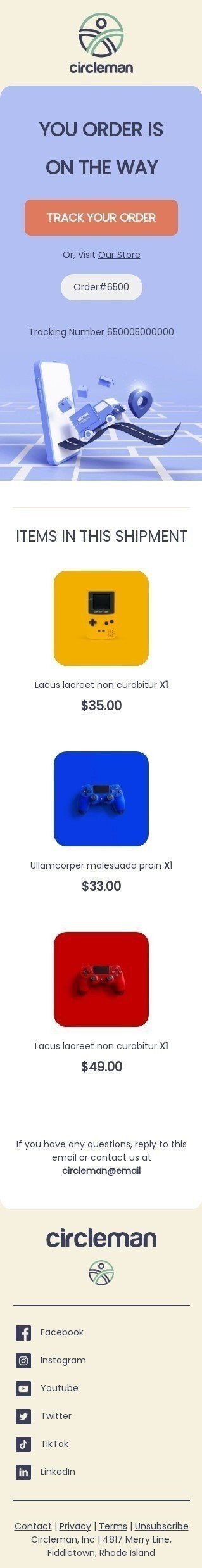 Delivery Email Template "Track your order" for Gadgets industry mobile view