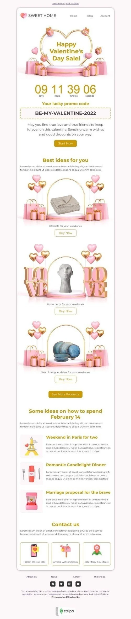 Valentine’s Day Email Template "Be my Valentine" for Furniture, Interior & DIY industry