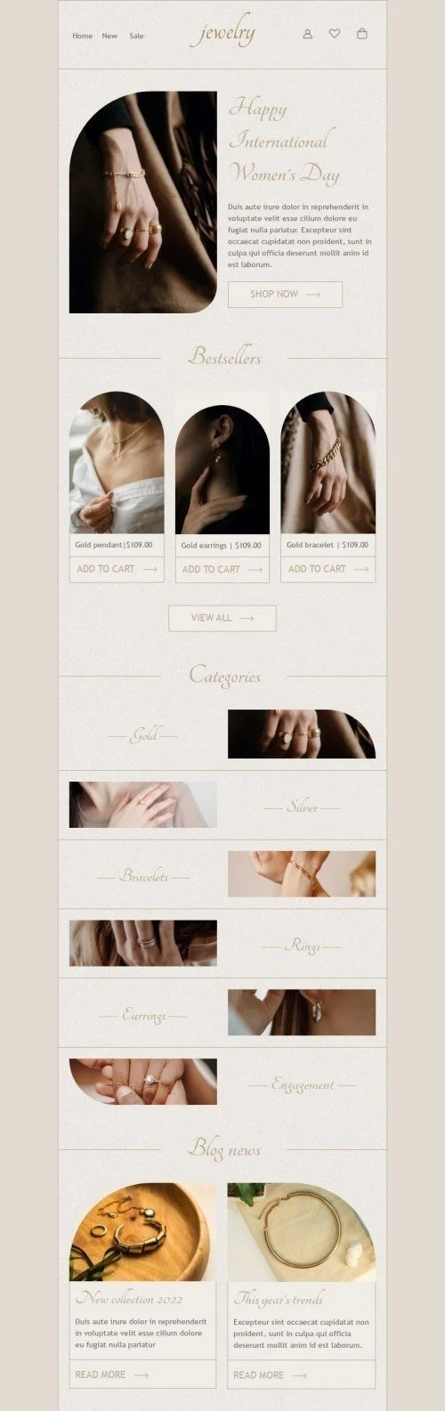 Women's Day Email Template "The best for women" for Jewelry industry