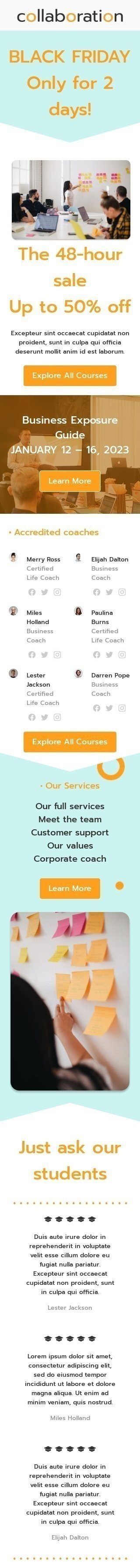 Black Friday Email Template "Only for 2 day" for Webinars industry mobile view