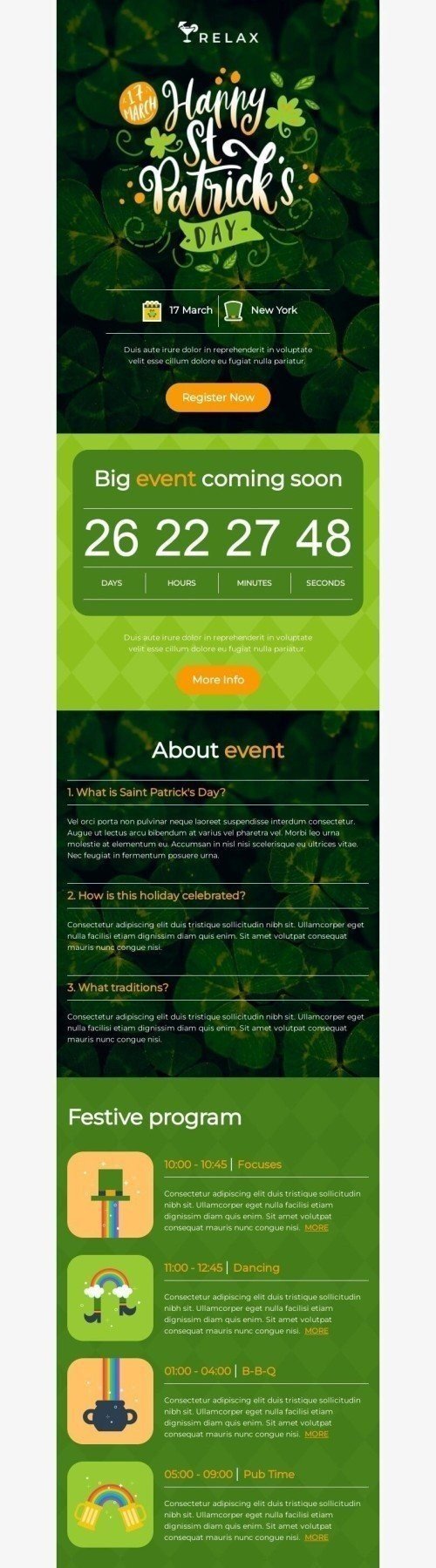 Modèle de courrier électronique Saint Patrick «Qu'est-ce que la Saint-Patrick ?» pour le secteur Hobbies Affichage ordinateur