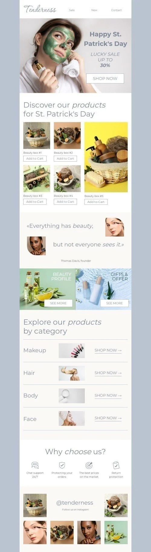 St. Patrick’s Day Email Template "Everything has beauty" for Beauty & Personal Care industry