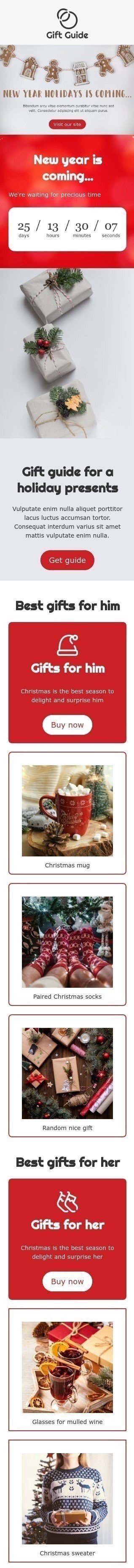 Modelo de e-mail de «Estamos esperando por um tempo precioso» de Ano Novo para a indústria de móveis, decoração e DIY Visualização de dispositivo móvel