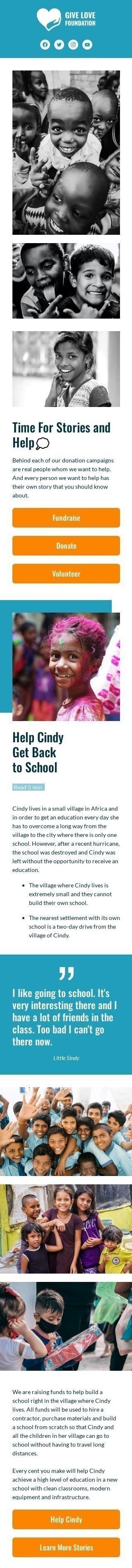 Plantilla de correo electrónico «Cuentacuentos» de boletines para la industria de sin fines de lucro y caridad Vista de móvil