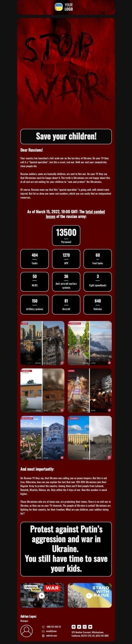 Modelo de e-mail "Hoje é o dia" Visualização de desktop