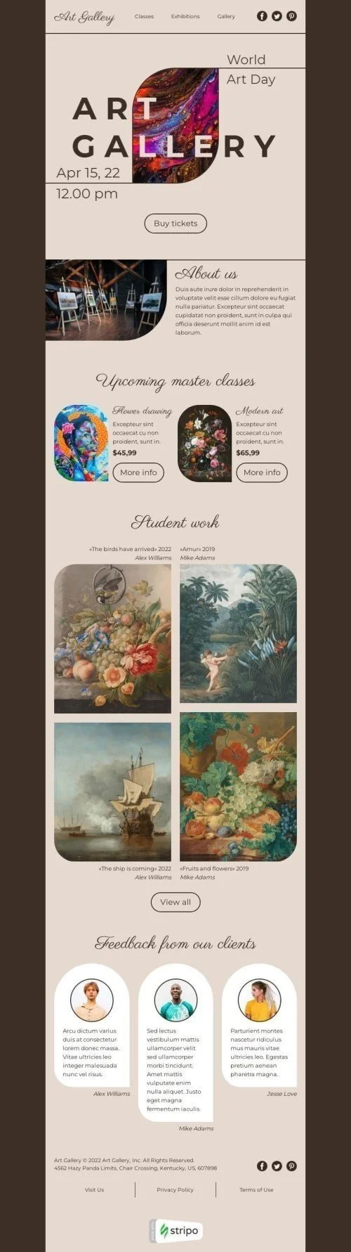 World Art Day Email Template "Art Gallery" for Art Gallery industry
