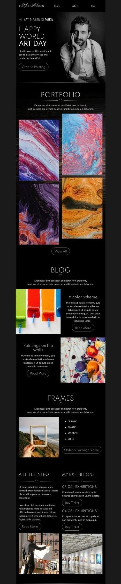 World Art Day Email Template "Touch the beauty" for Art Gallery industry