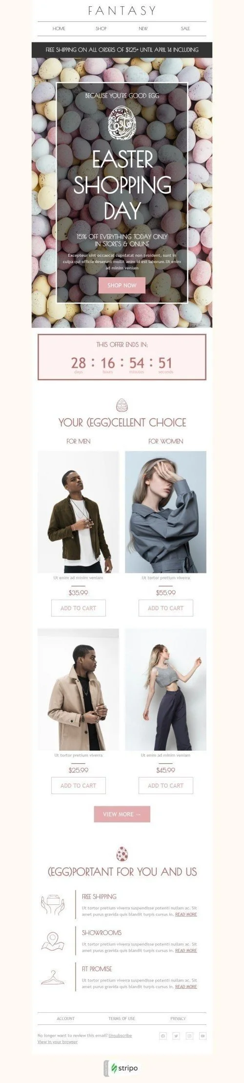 Easter Email Template "Easter Shopping" for Fashion industry