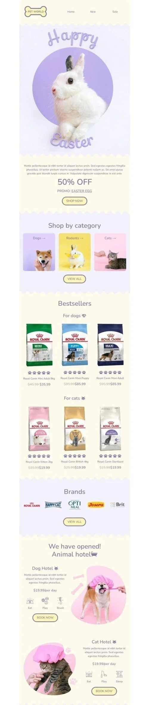 Easter Email Template "Easter Bunny" for Pets industry