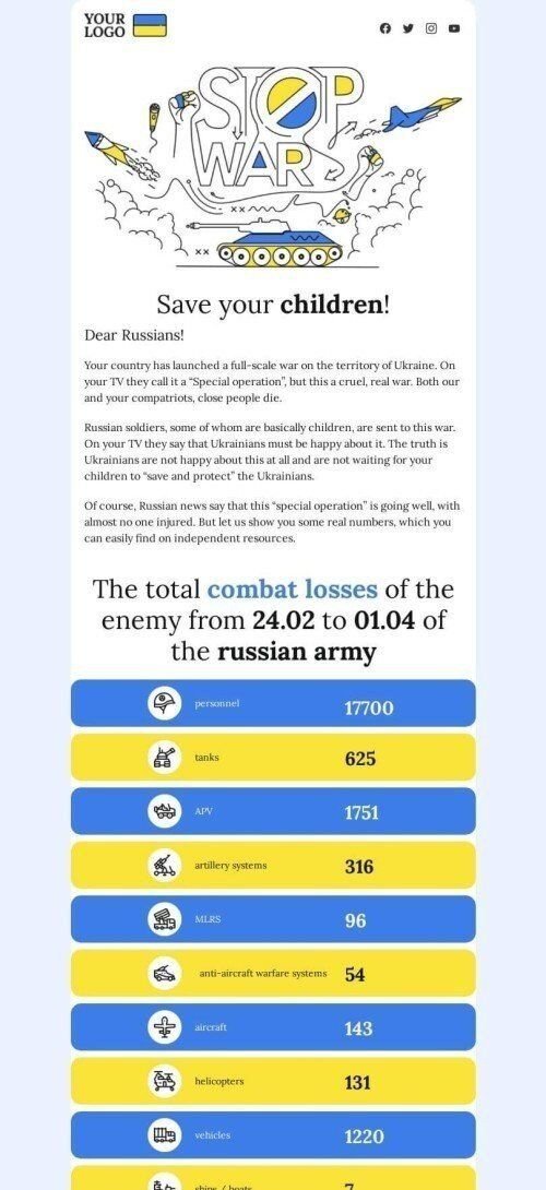 Modello di email "Mese di confronto" Visualizzazione mobile
