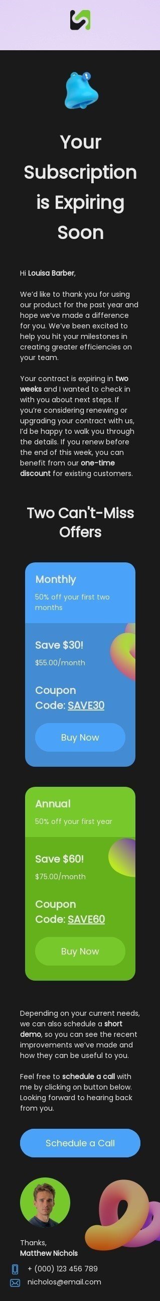 Subscription is expiring soon Email Template by Stripo.email