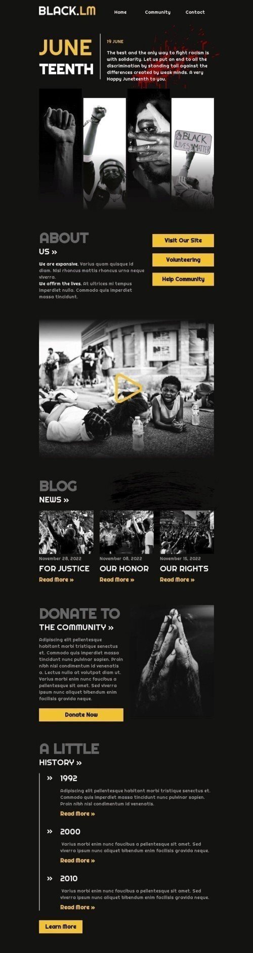 Modelo de E-mail de «Por justiça» de Juneteenth para a indústria de Sem fins lucrativos e caridade Visualização de desktop