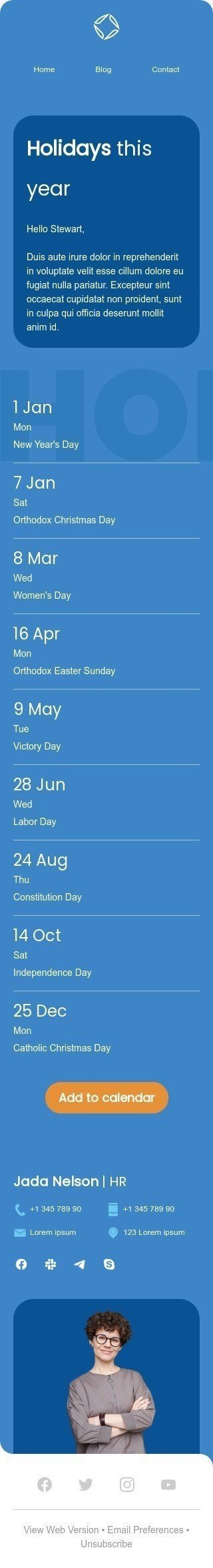 Modello email promo «Vacanze quest'anno» per il settore industriale di commercio Visualizzazione mobile
