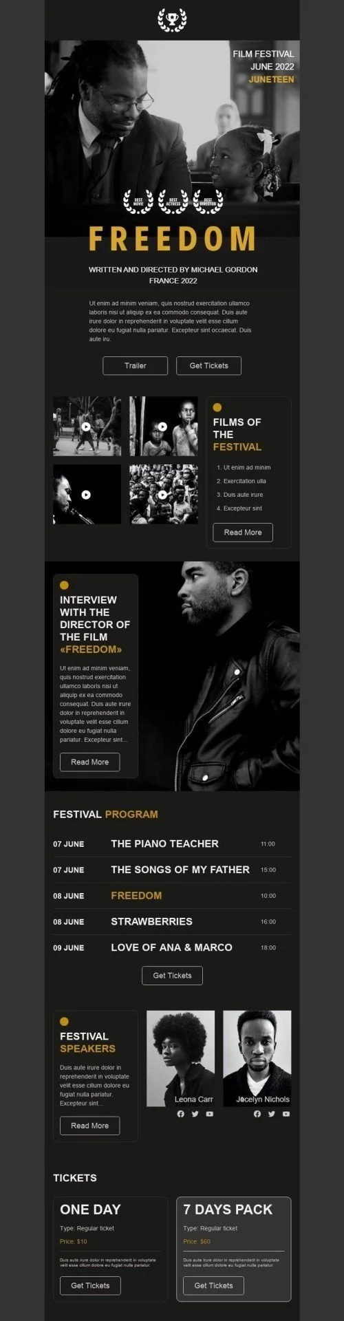 Juneteenth Email Template "Film Festival" for Movies industry