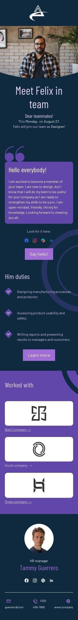 Modello email promo «Ciao a tutti» per il settore industriale di commercio Visualizzazione mobile