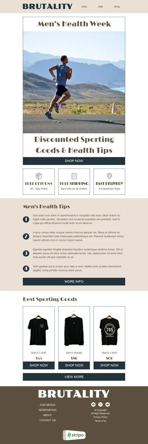 Men’s Health Week Email Template "Men's health tips" for Fashion industry