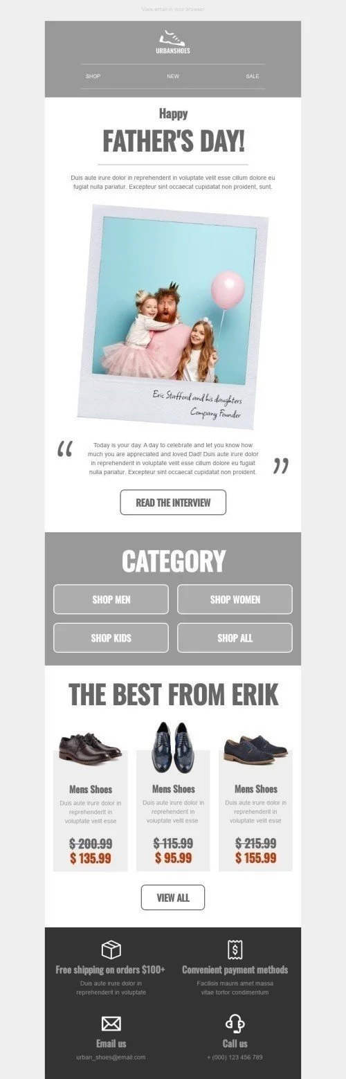 Father’s Day Email Template "Big interview" for Fashion industry