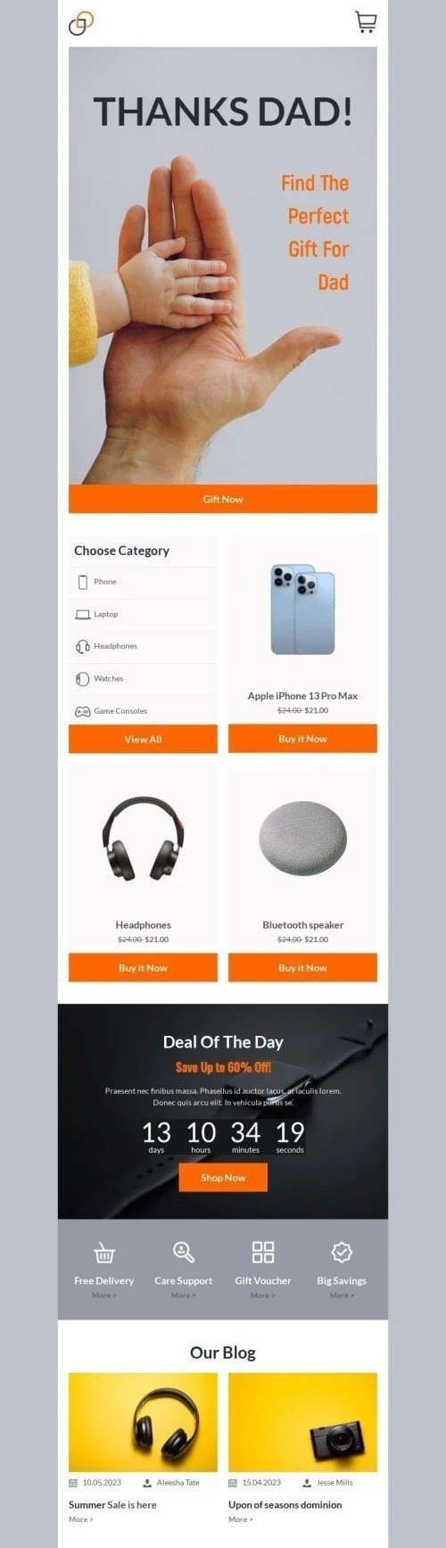 Father’s Day Email Template "Thanks Dad" for Gadgets industry