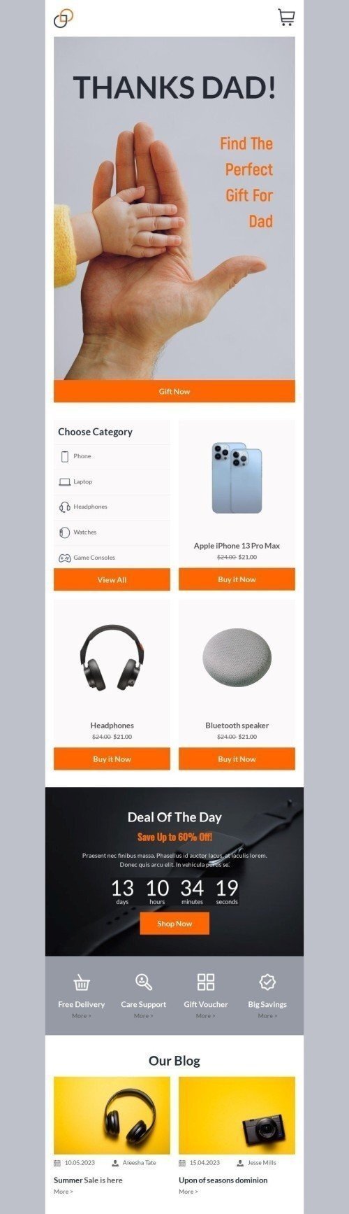 Father’s Day Email Template "Thanks Dad" for Gadgets industry desktop view