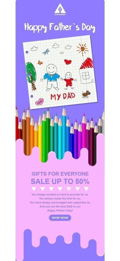 Plantilla de correo electrónico «Amo a mi papá» de Día del Padre para la industria de Libros y regalos y papelería Vista de móvil