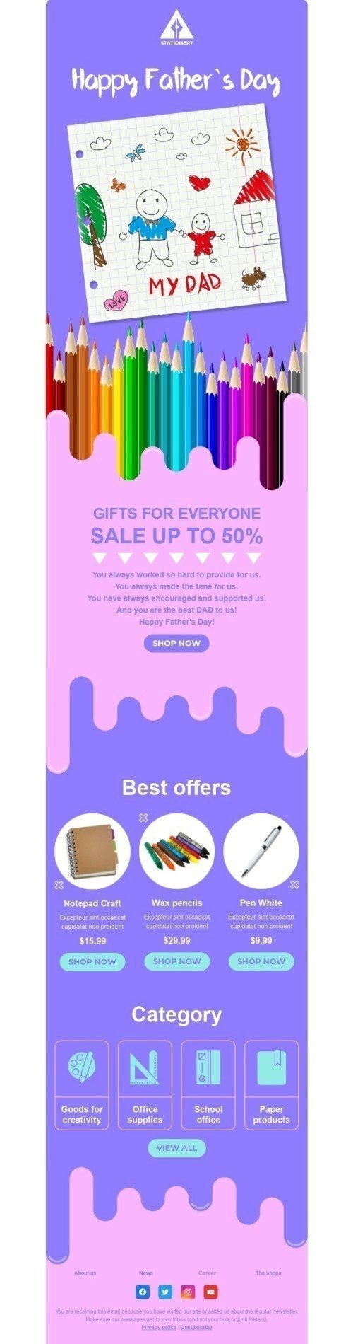 Father’s Day Email Template "I love my dad" for Books & Presents & Stationery industry mobile view