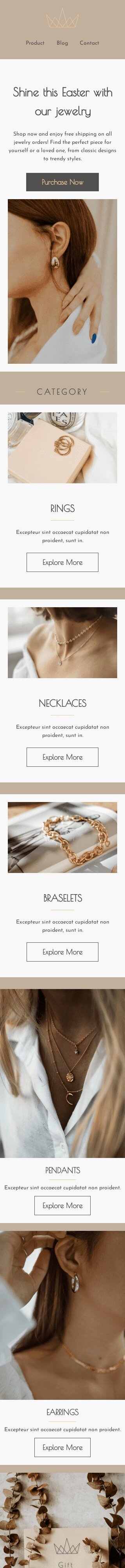 Modèle de courrier électronique Pâques «Brillez cette Pâques» pour le secteur bijoux Affichage mobile