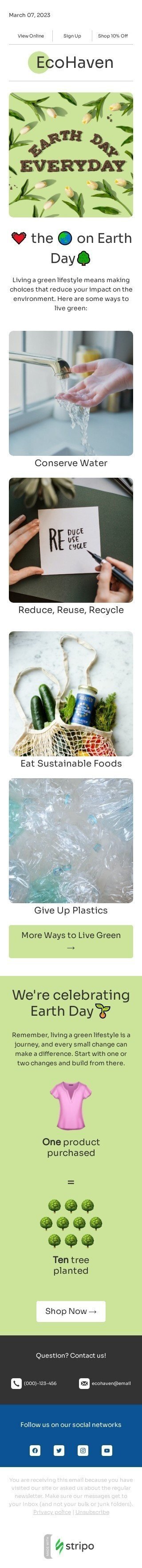 Modello email Giorno della Terra «Giornata della Terra ogni giorno» per il settore industriale di prodotti organici ed ecocompatibili Visualizzazione mobile