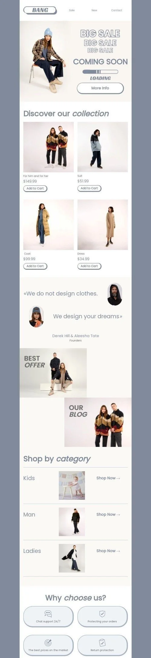 Coming Soon Email Template "We design your dreams" for Fashion industry