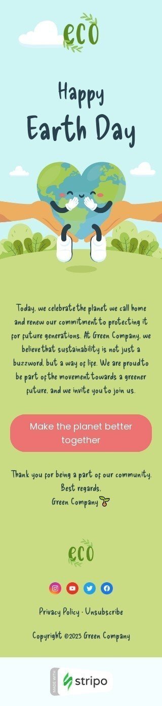 Tag der Erde E-Mail-Vorlage «Grüne Zukunft» für Business-Branche Ansicht auf Mobilgeräten