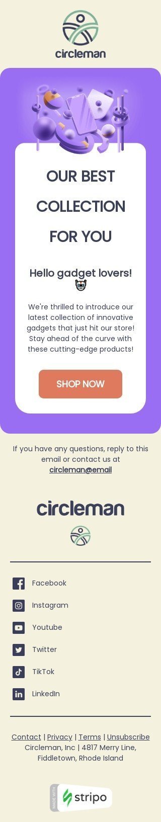 Plantilla de correo electrónico «Hola amantes de los gadgets» de pie de página de correo electrónico para la industria de gadget Vista de móvil