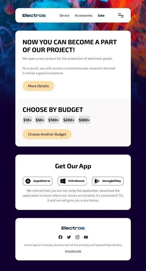Promo Email Template "Quick Deposit" for Crowdfunding industry