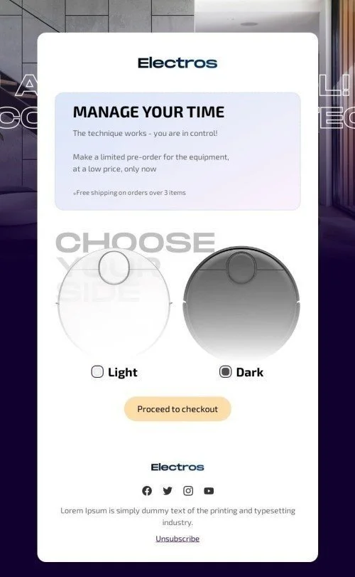 Promo Email Template "Manage Time" for Ecommerce industry
