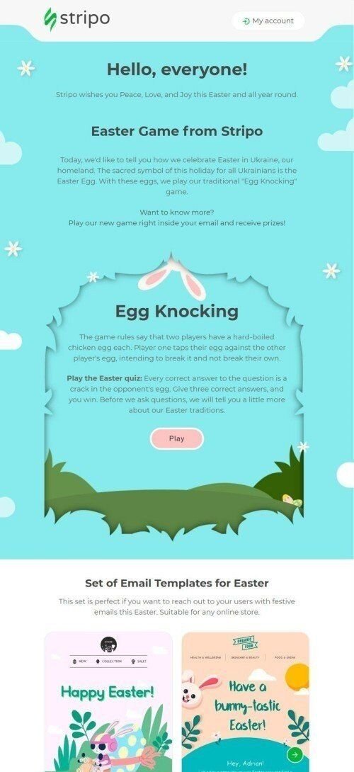 Easter Email Template "Easter Game" for Publications & Blogging industry mobile view