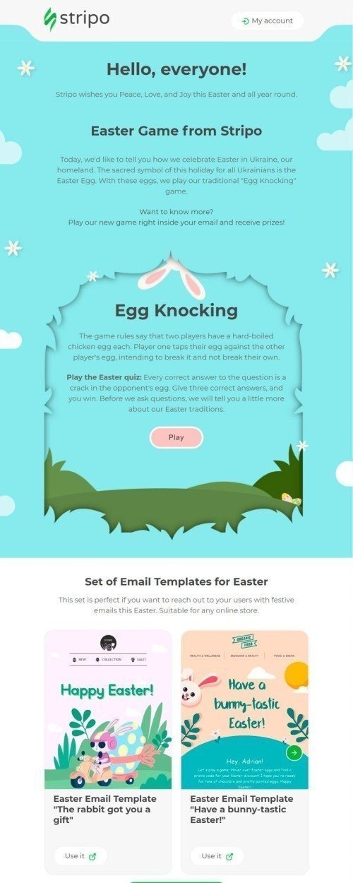 Easter Email Template "Easter Game" for Publications & Blogging industrydesktop view
