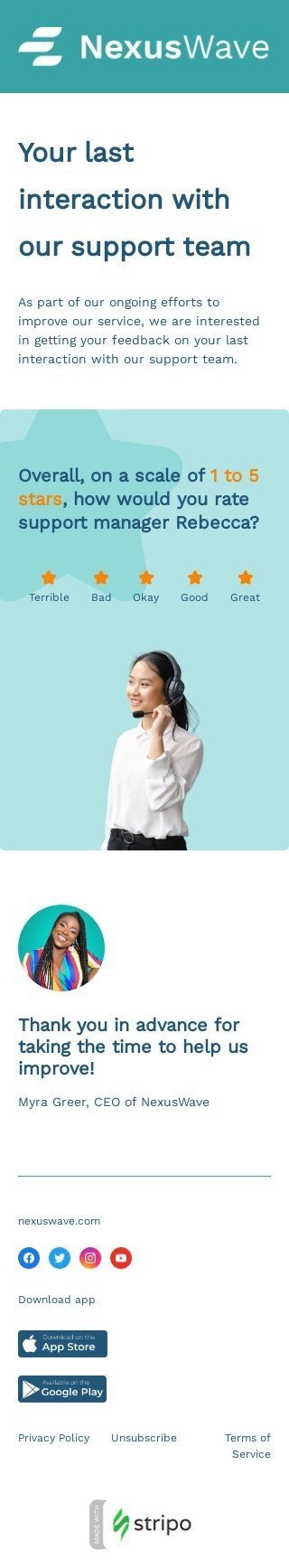 Modèle de courrier électronique SaaS «Nous apprécions vos commentaires» pour le secteur business Affichage mobile