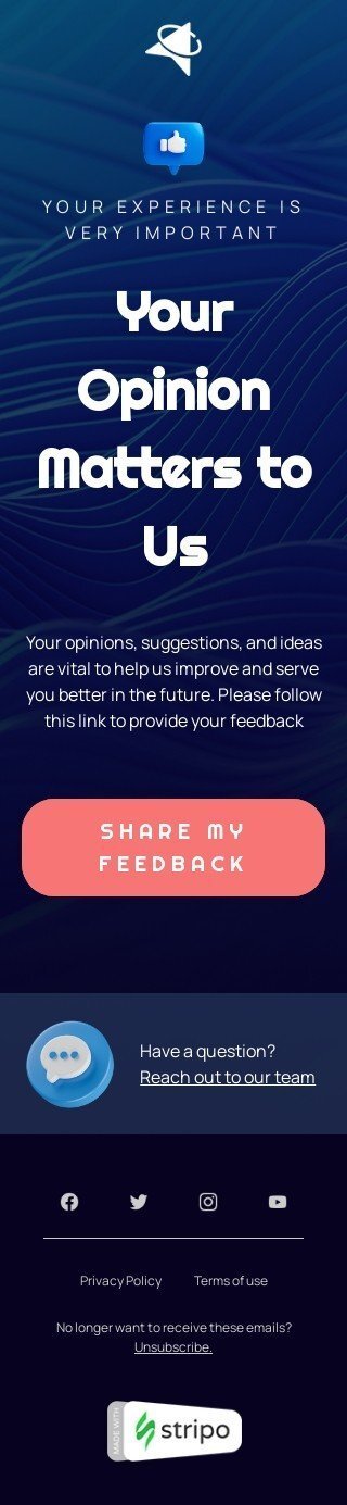 SaaS E-Mail-Vorlage «Ihre Erfahrung ist sehr wichtig» für Business-Branche Ansicht auf Mobilgeräten