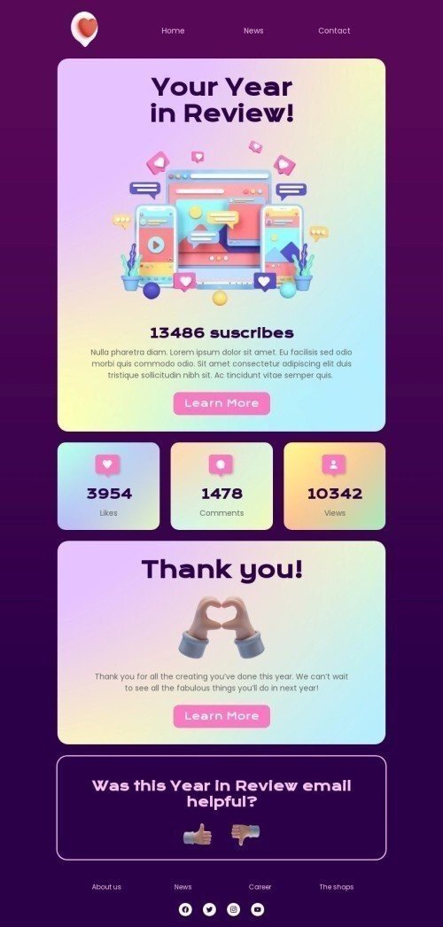 Annual Review Email Template "Your year in review" for Hobbies industry mobile view