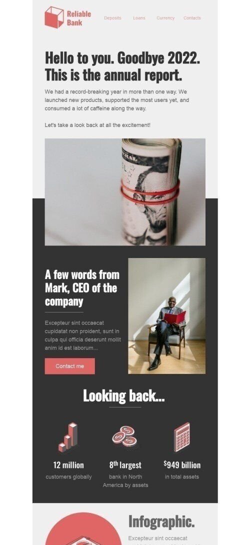 Annual Review Email Template "This is the annual report" for Finance industry mobile view