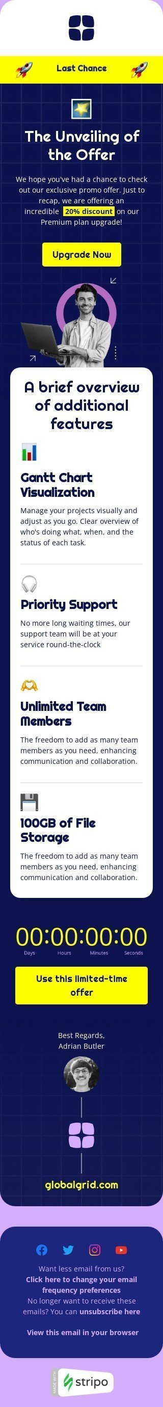 Modelo de e-mail de «A revelação da oferta» de SaaS para a indústria de software e tecnologia Visualização de dispositivo móvel