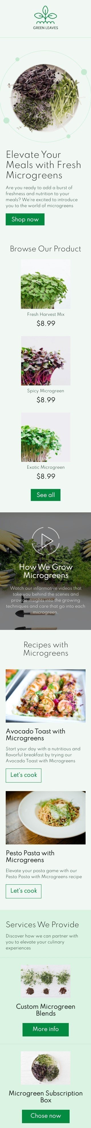 Modello email promo «Eleva i tuoi pasti» per il settore industriale di agricoltura Visualizzazione mobile