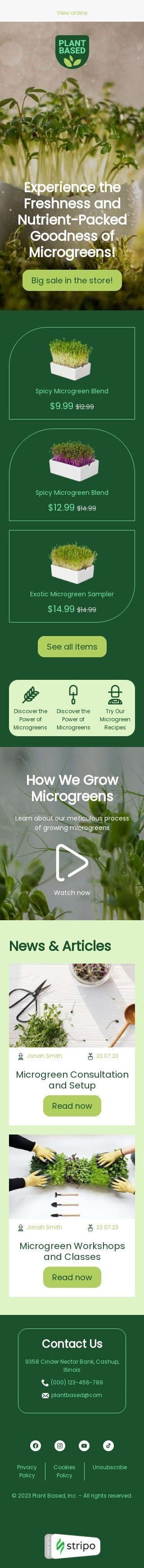 Modello email promo «Potere dei microgreens» per il settore industriale di agricoltura Visualizzazione mobile